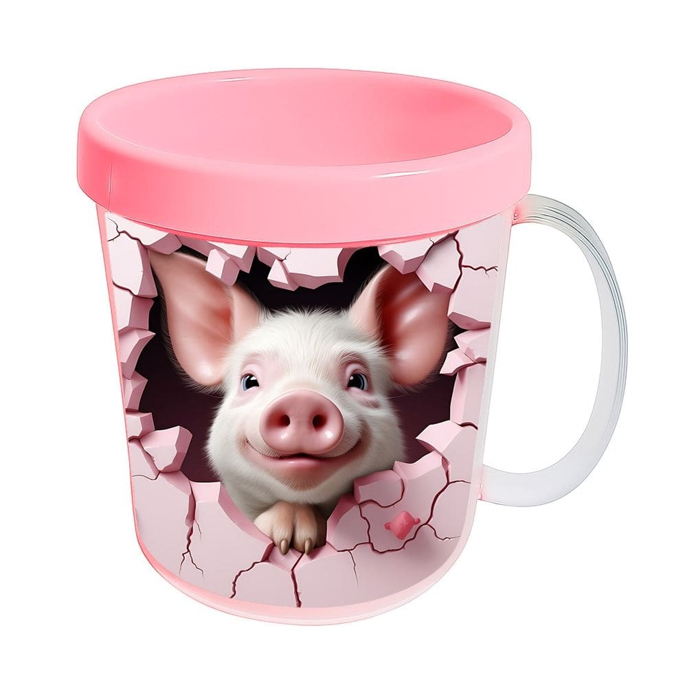 Kit 10 Canecas Acrílicas 350ml Fazendinha Porco Apaixonado