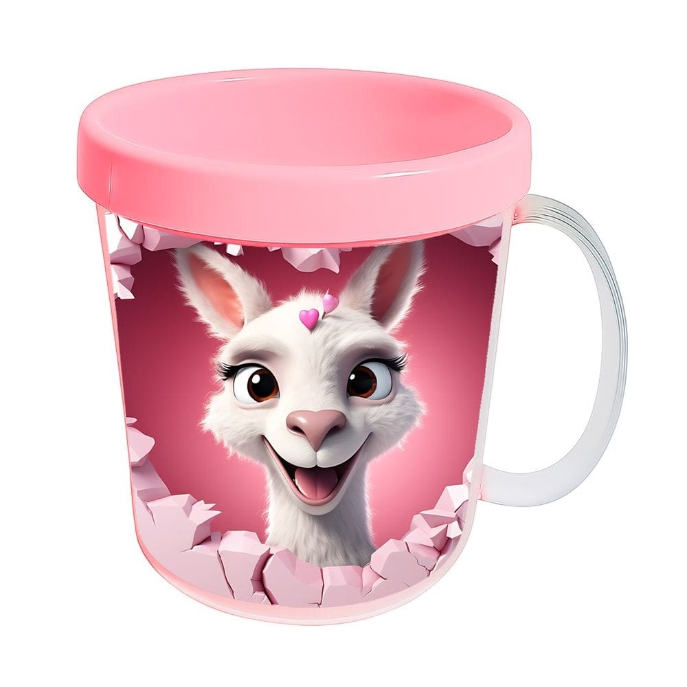 Kit 10 Canecas Acrílicas 350ml Fazendinha Lhama Doce