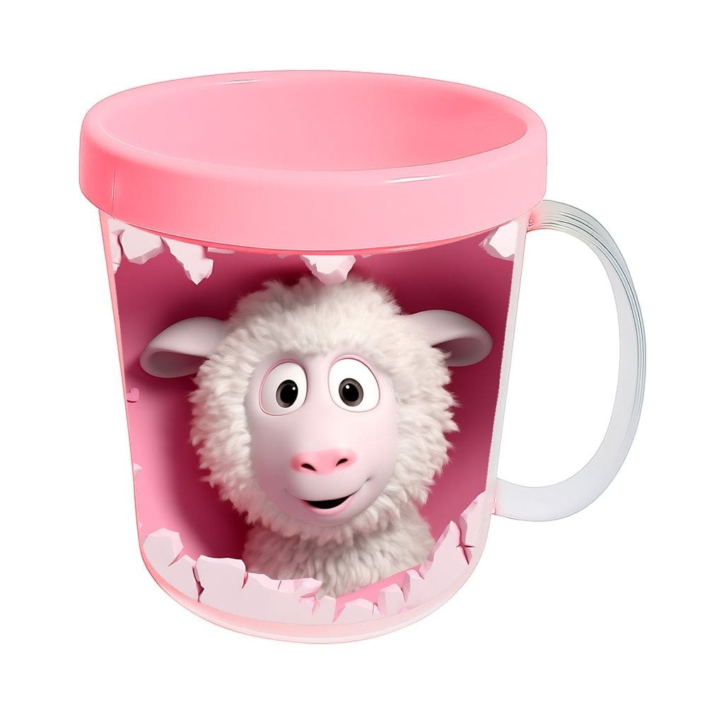 Kit 10 Canecas Acrílicas 350ml Fazendinha Ovelha Romântica