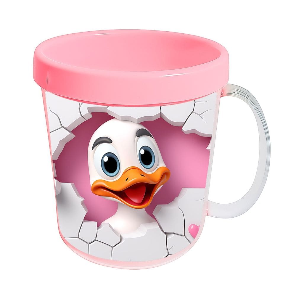 Kit 10 Canecas Acrílicas 350ml Fazendinha Pato Encantador