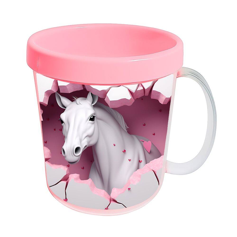 Kit 10 Canecas Acrílicas 350ml Fazendinha Cavalo Charmoso
