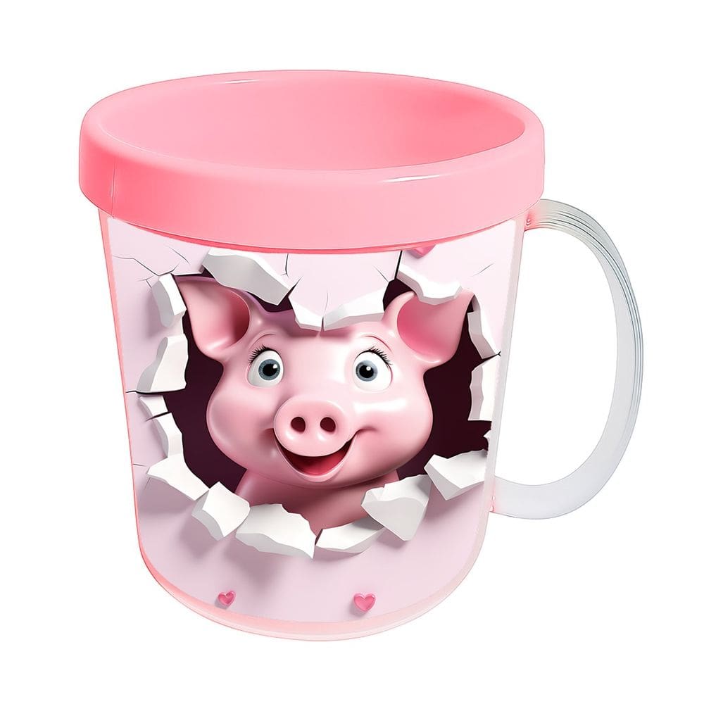 Kit 10 Canecas Acrílicas 350ml Fazendinha Porco Encantador
