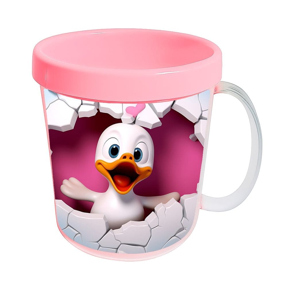 Kit 10 Canecas Acrílicas 350ml Fazendinha Pato Romântico