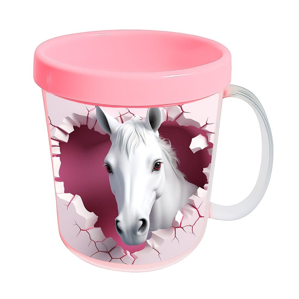 Kit 10 Canecas Acrílicas 350ml Fazendinha Cavalo Apaixonado