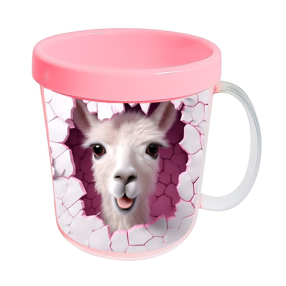 Kit 10 Canecas Acrílicas 350ml Fazendinha Lhama Alegre