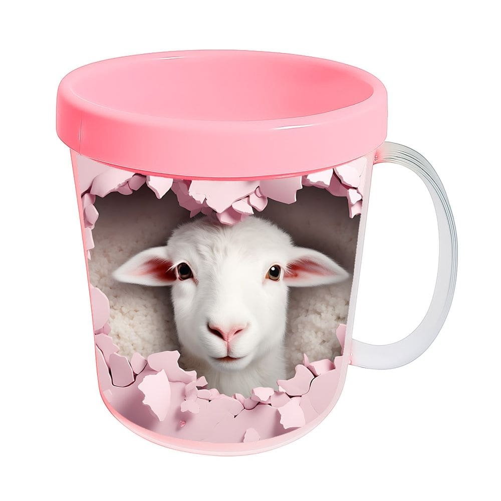 Kit 10 Canecas Acrílicas 350ml Fazendinha Ovelha Apaixonada