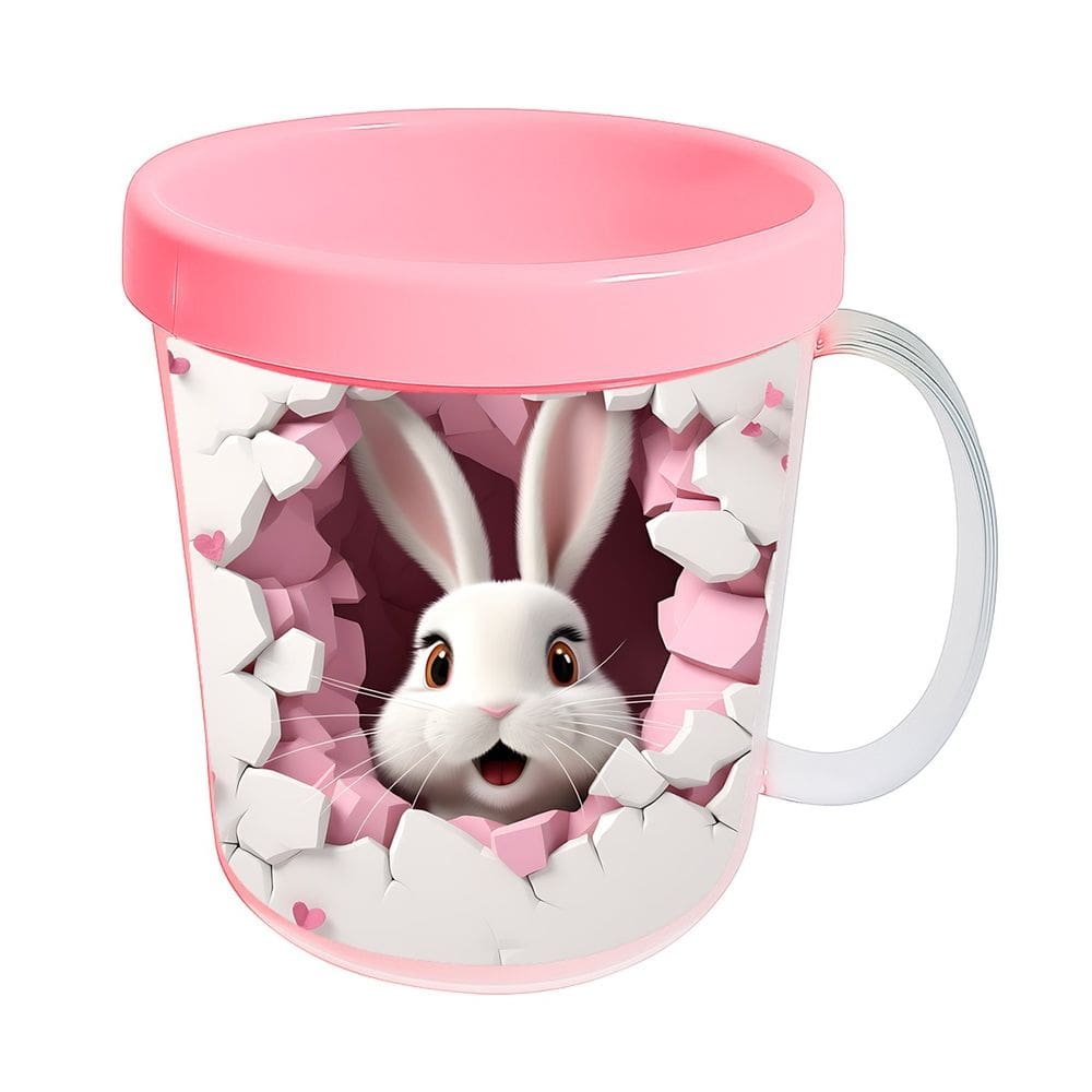 Kit 10 Canecas Acrílicas 350ml Fazendinha Coelho Romântico