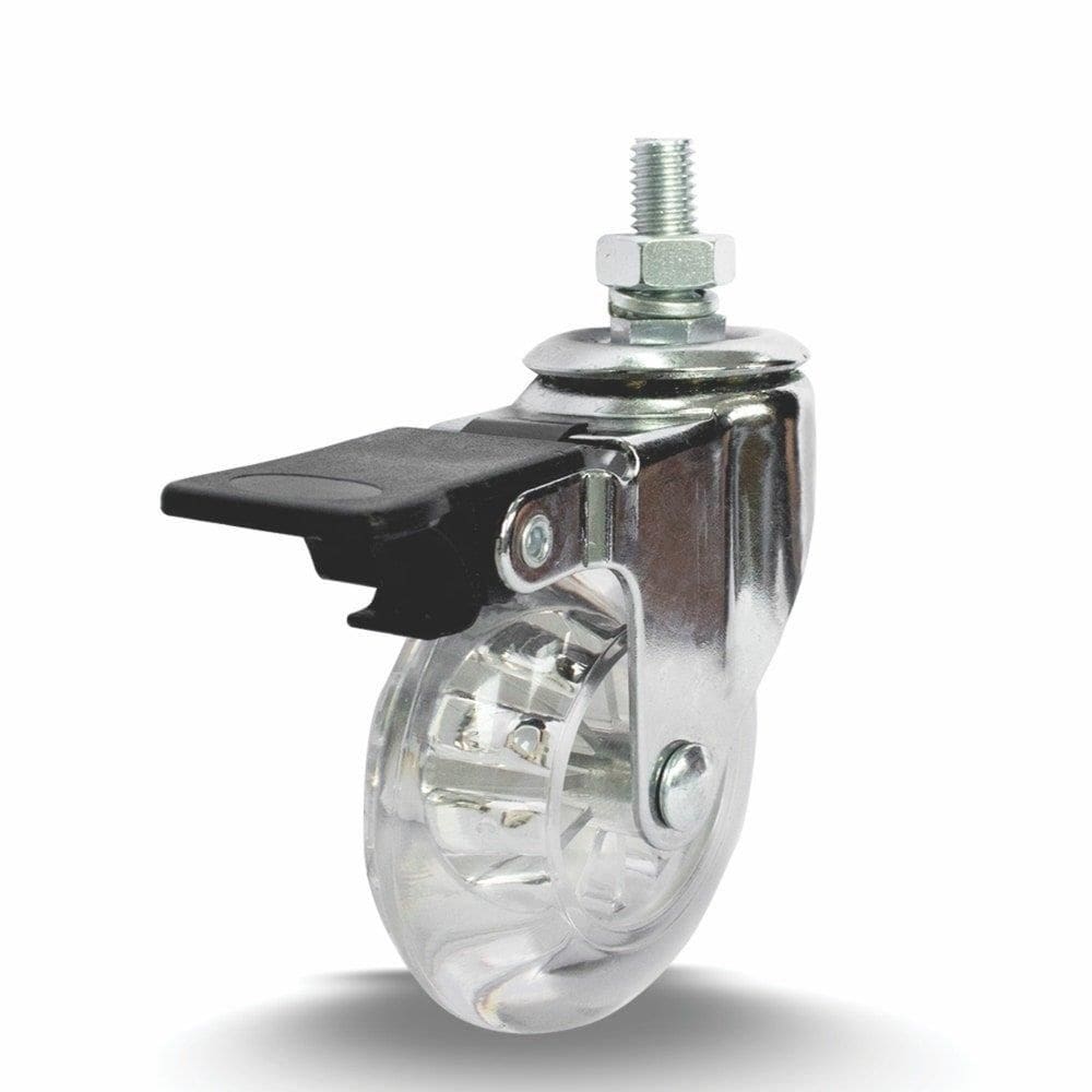 Rodízio Cromado Colson Base Girátoria 75mm  com Espiga com Freio Roda Gel Capacidade 30kg