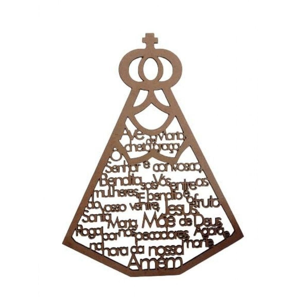 Quadrinho Decorativo Ave Maria em Mdf Natural [F031] com Oração MDF 3MM Natural Trovarelli Móveis