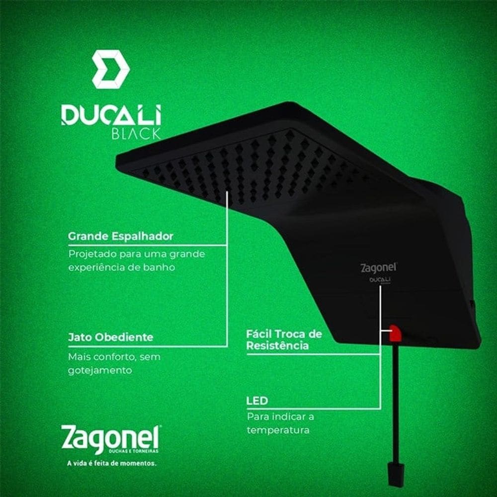 Ducha Zagonel Ducali Eletrônica 4400W 220V Preta