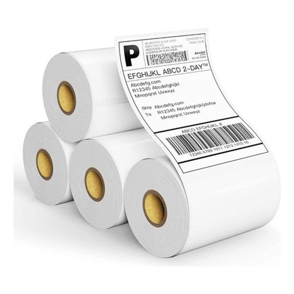 Etiqueta Térmica 100x150 mm Direta com Microserrilha 5 Rolos Branco Premium