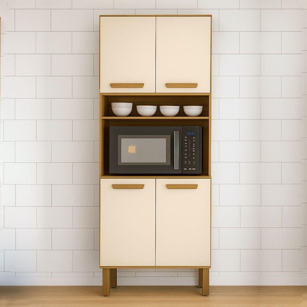 Armário Cozinha Athenas 4 Portas Espaçoso Mobilihouse Cinamomo/off White Acetinado