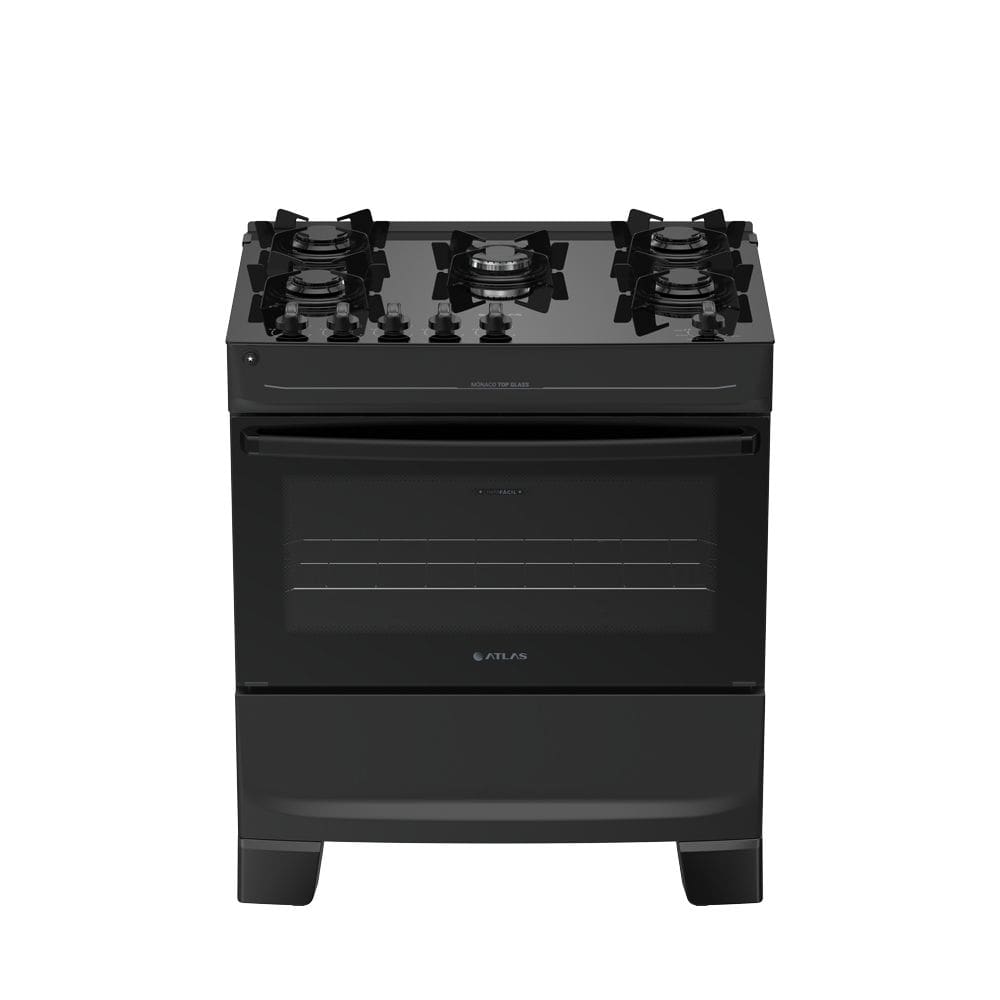 Fogão 5 bocas Atlas Mônaco Top Glass Automático Mesa de Vidro