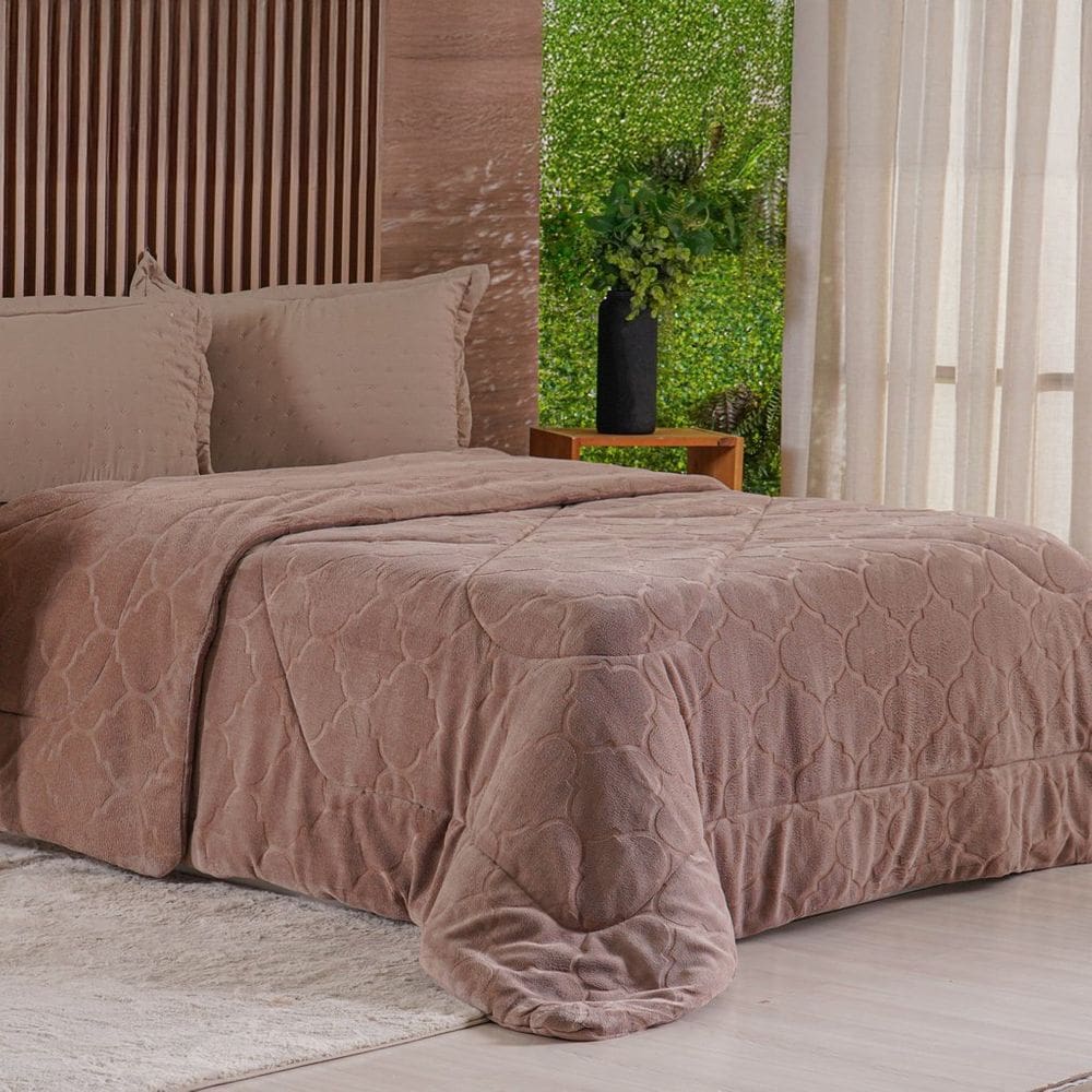 Edredom Queen Plush Sense Dupla Face 100% Poliéster 230x250cm Tessi