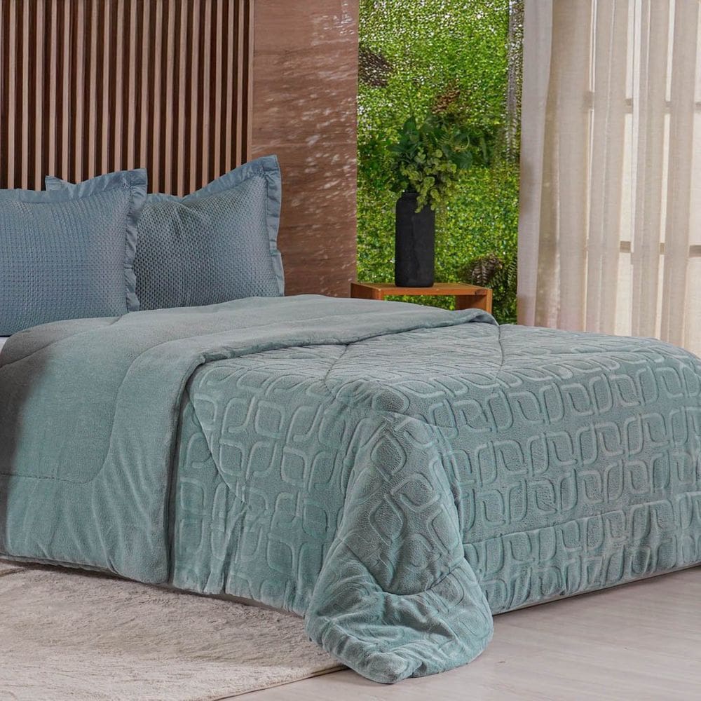 Edredom Casal Plush Sense Dupla Face 100% Poliéster 210x230cm Tessi