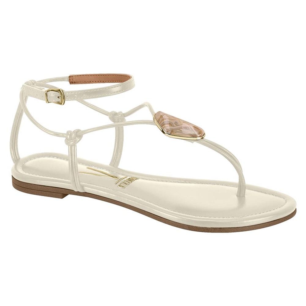 Sandália Rasteira Feminina Vizzano Tiras Finas com Pedra