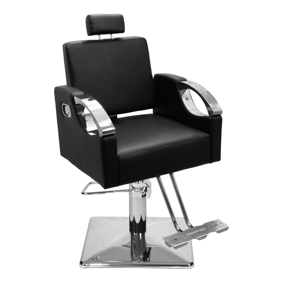 Cadeira de Cabeleireiro Turquesa Reclinável Base Quadrada - Preto