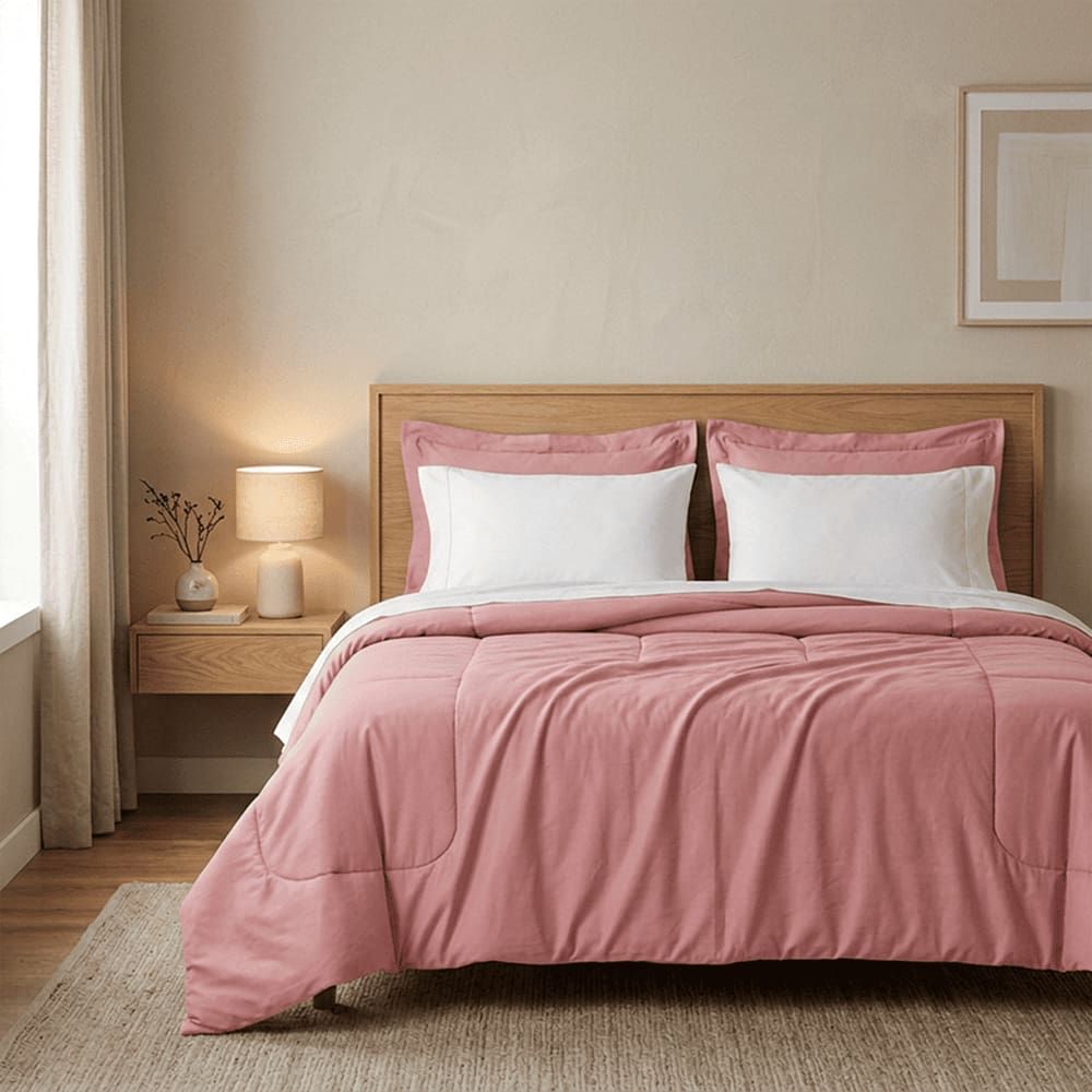 Kit edredom colcha casal queen 05 peças dupla face super macio mais travesseiros 200 fios percal hip