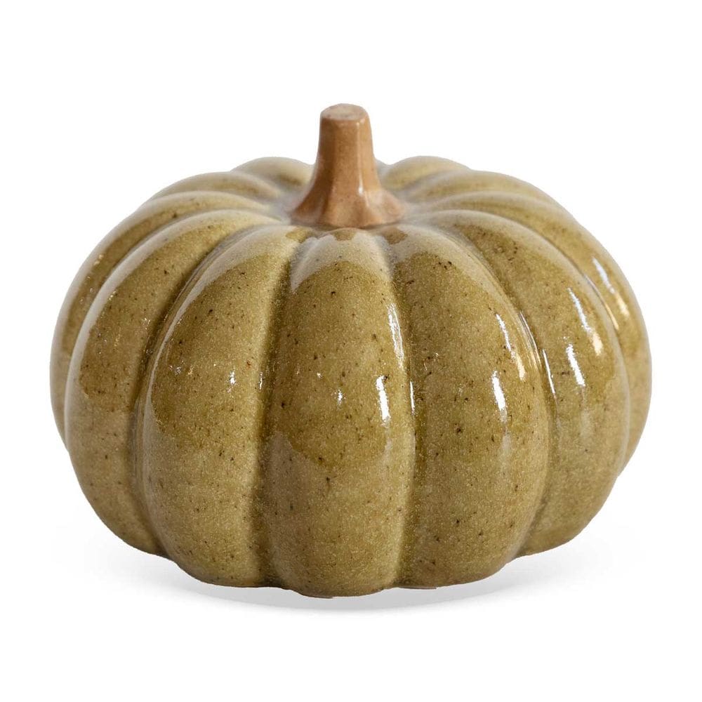 Peça Decorativa Abóbora em Cerâmica Bege 14cm CT0205 BTC