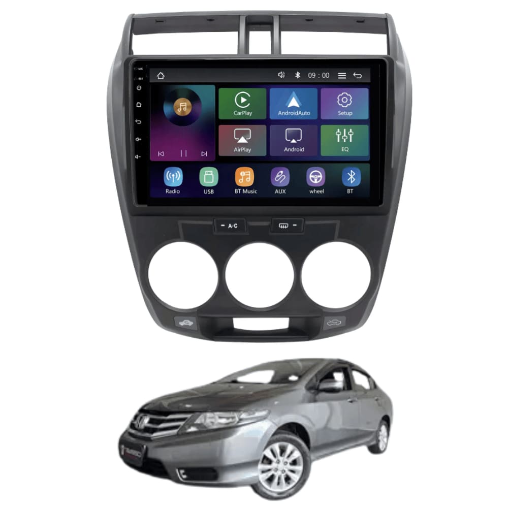 Multimídia MP5 Honda City 09/14 Ar Analógico Tela de 9p Carplay e Android Auto Sem Fio - Roadstar RS-9200BR Pro Line
