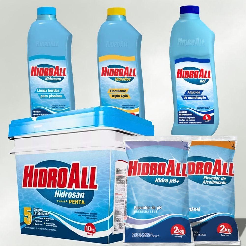 Kit Tratamento Piscina Hidroall - água Limpa E Cristalina