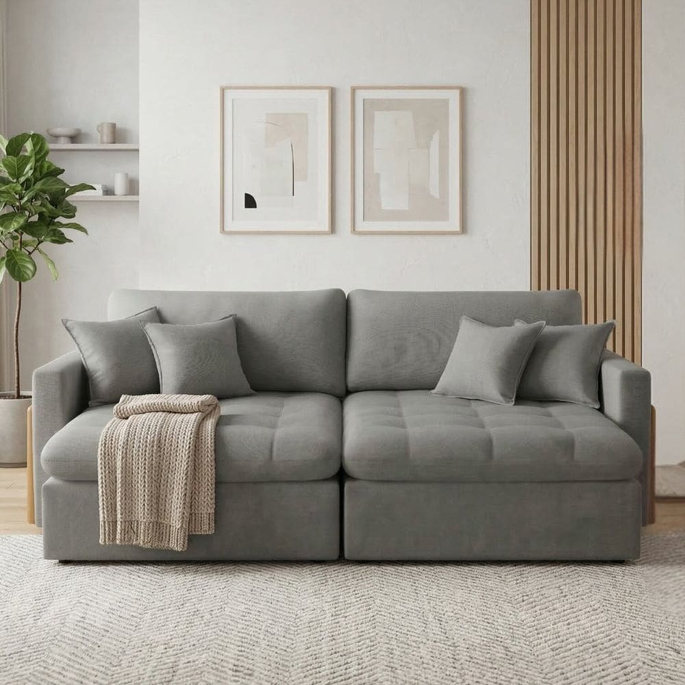 Sofá Cama 2 Lugares Retrátil Reclinável 180cm Atena Cinza