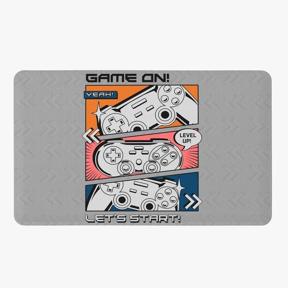 Tapete Para Quarto Infantil Estampado Gamer Level Up 60cm X 40cm - Base Antiderrapante