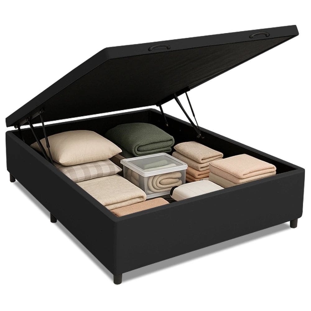 Cama Box C/baú Viuva 1,28 Classic Preto
