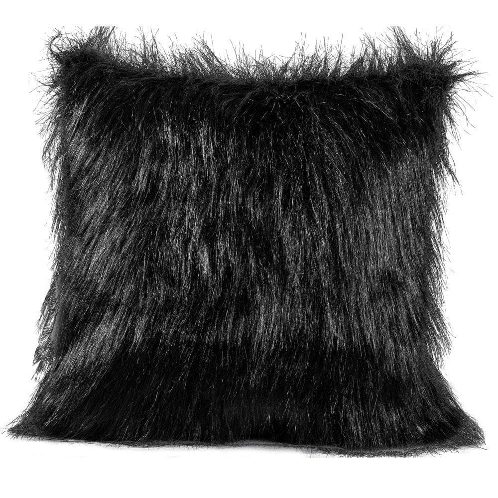 Capa De Almofada Avulsa Plush Pelúcia Preto 45cm X 45cm - Pelo Alto