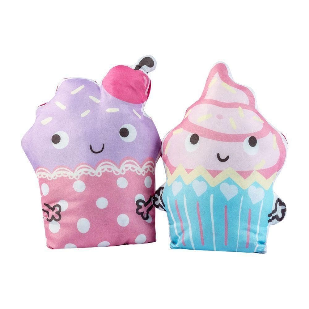 Par De Almofadas Cheias Estampadas Formatos Cupcake Coloridas Infantil 40cm X 40cm Com Enchimento Silicone