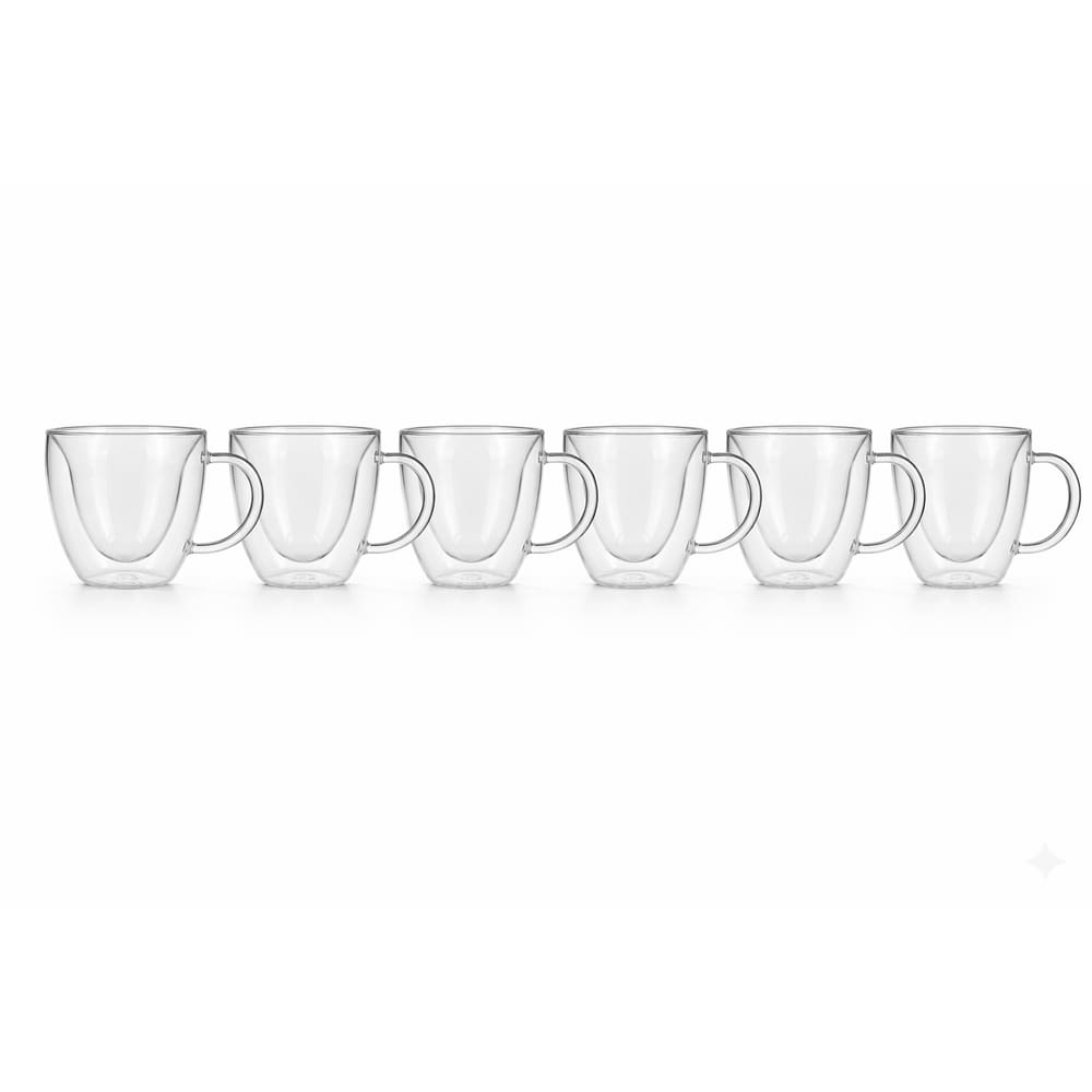 Jogo de Xícaras de Parede Dupla de Vidro Borossilicato para Café 240ml 6 Peças - Vista Home