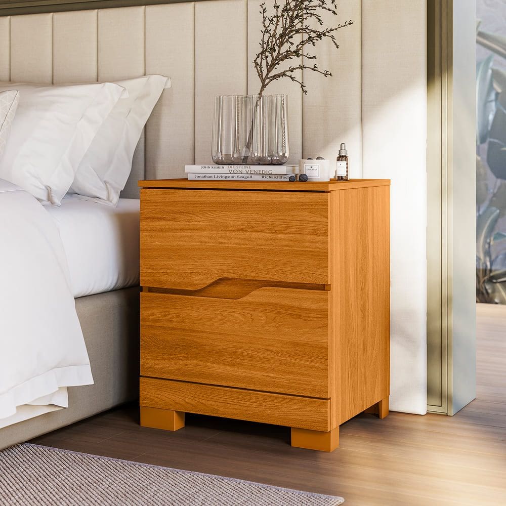 Mesa De Cabeceira Apoio Lateral Quarto Com 2 Gavetas Ares