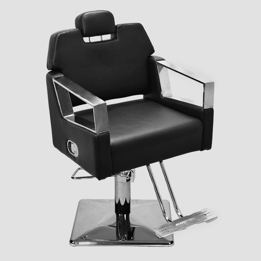 Cadeira de Cabeleireiro Aurora Reclinável Base Quadrada - Preto