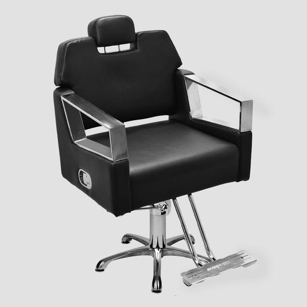 Cadeira de Cabeleireiro Aurora Reclinável Base Estrela - Preto