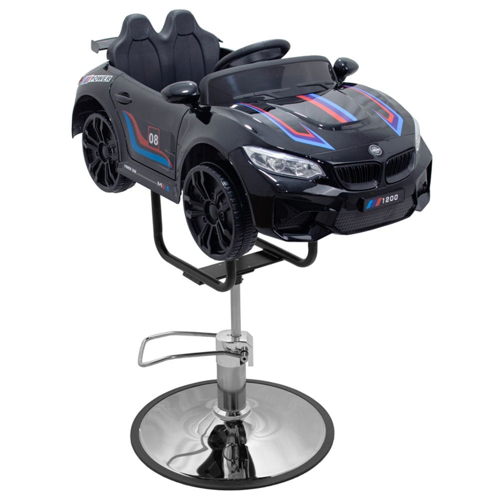 Carrinho de Corte Infantil Base Cromada BMW - Preto