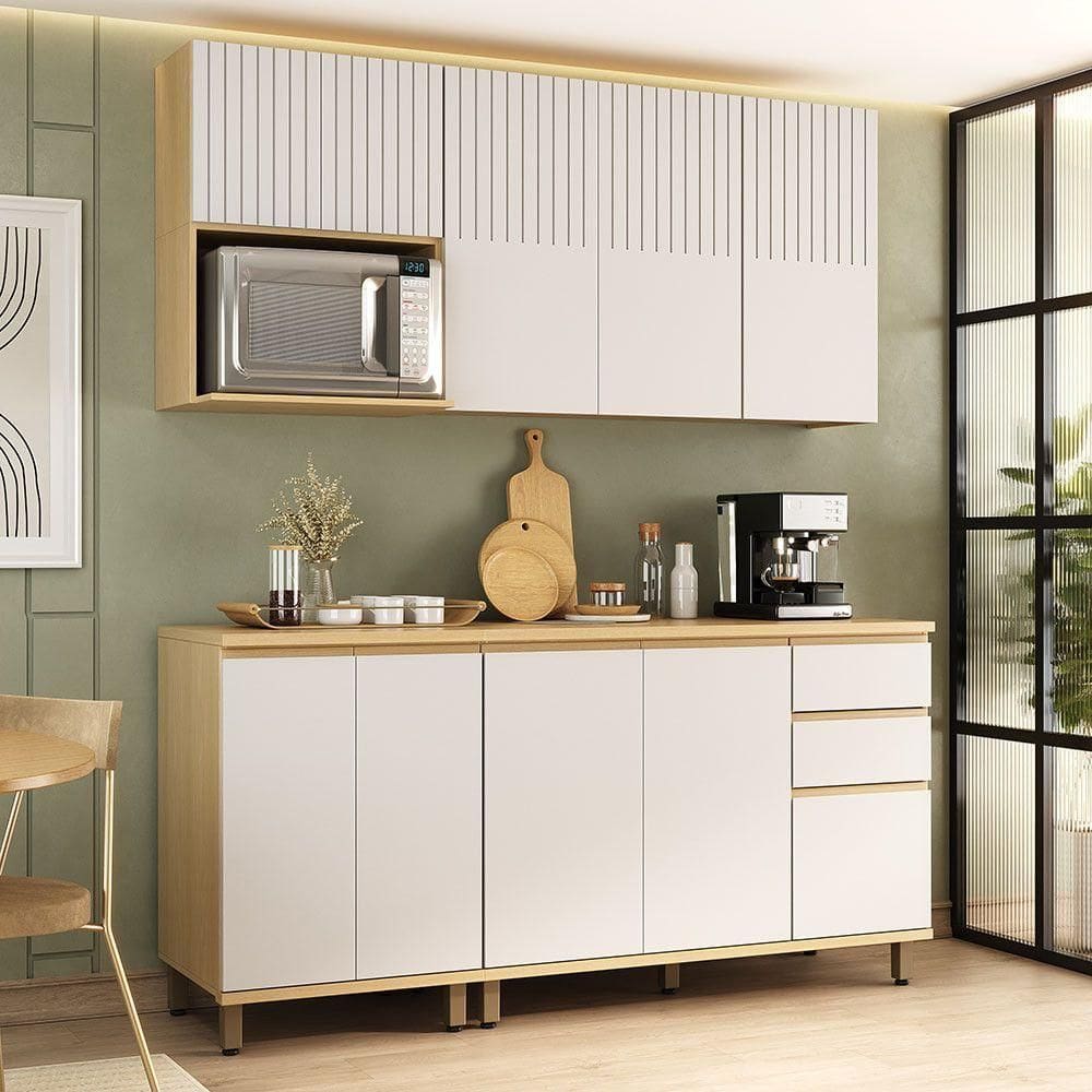 Cozinha Compacta 100% Mdf 5 Pçs Aura Luciane Móveis Carvalho Uv-cinza Cris Pet-cinza Cris Uv