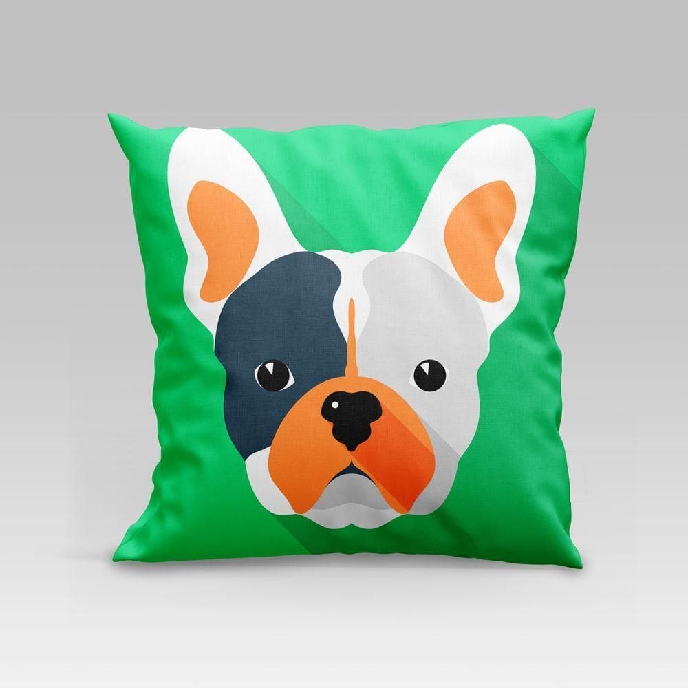 Capa De Almofada Estampada Pet Dog Em Veludo Suede 45cm X 45cm - Decoração Raças Cachorros Cor Buldogue Francês