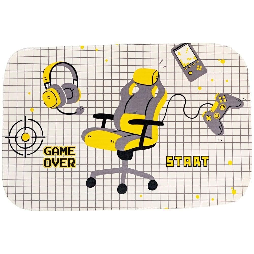 Tapete Para Quarto Estampado Game Streamer Start 60cm X 40cm - Base Antiderrapante