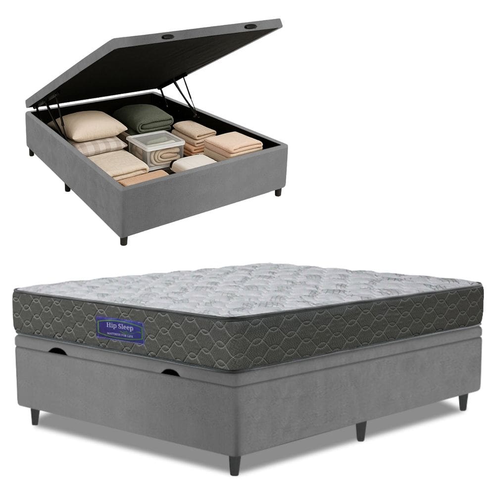 Cama Box Baú Colchão Casal Ortopédico Espuma D33 Hiper 138x188x60cm Apolo