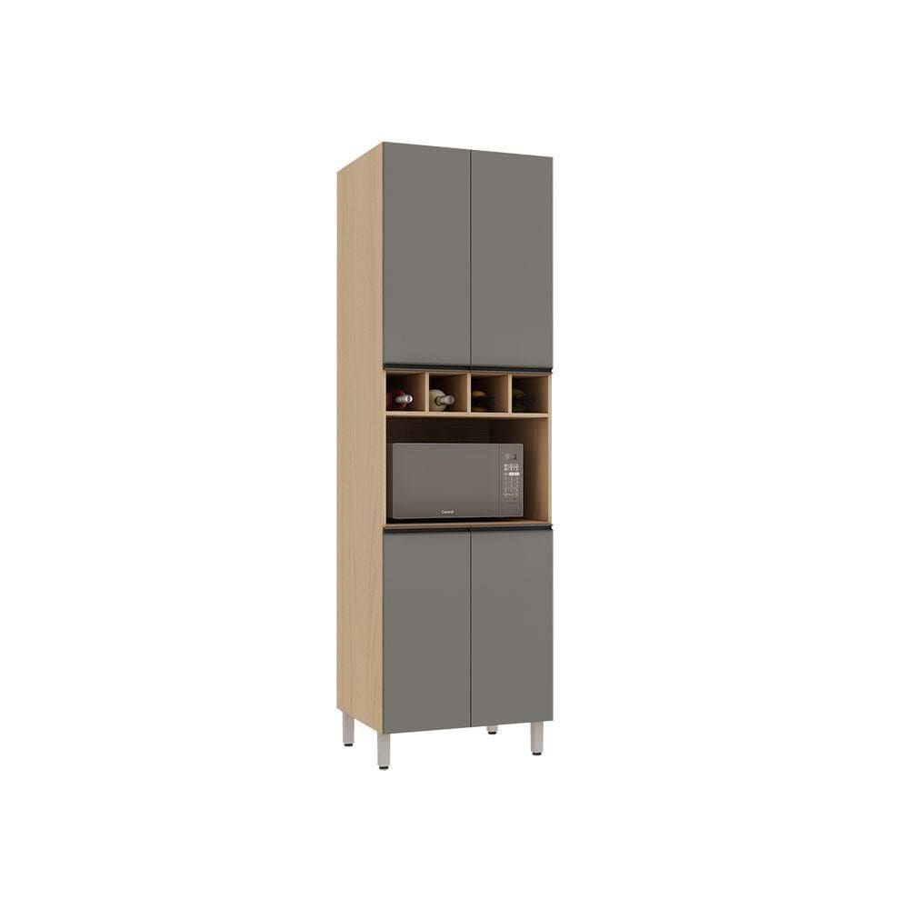Paneleiro 70cm 4 Portas Com Nicho Microondas Essenza Luciane Andorra-cinza Puro