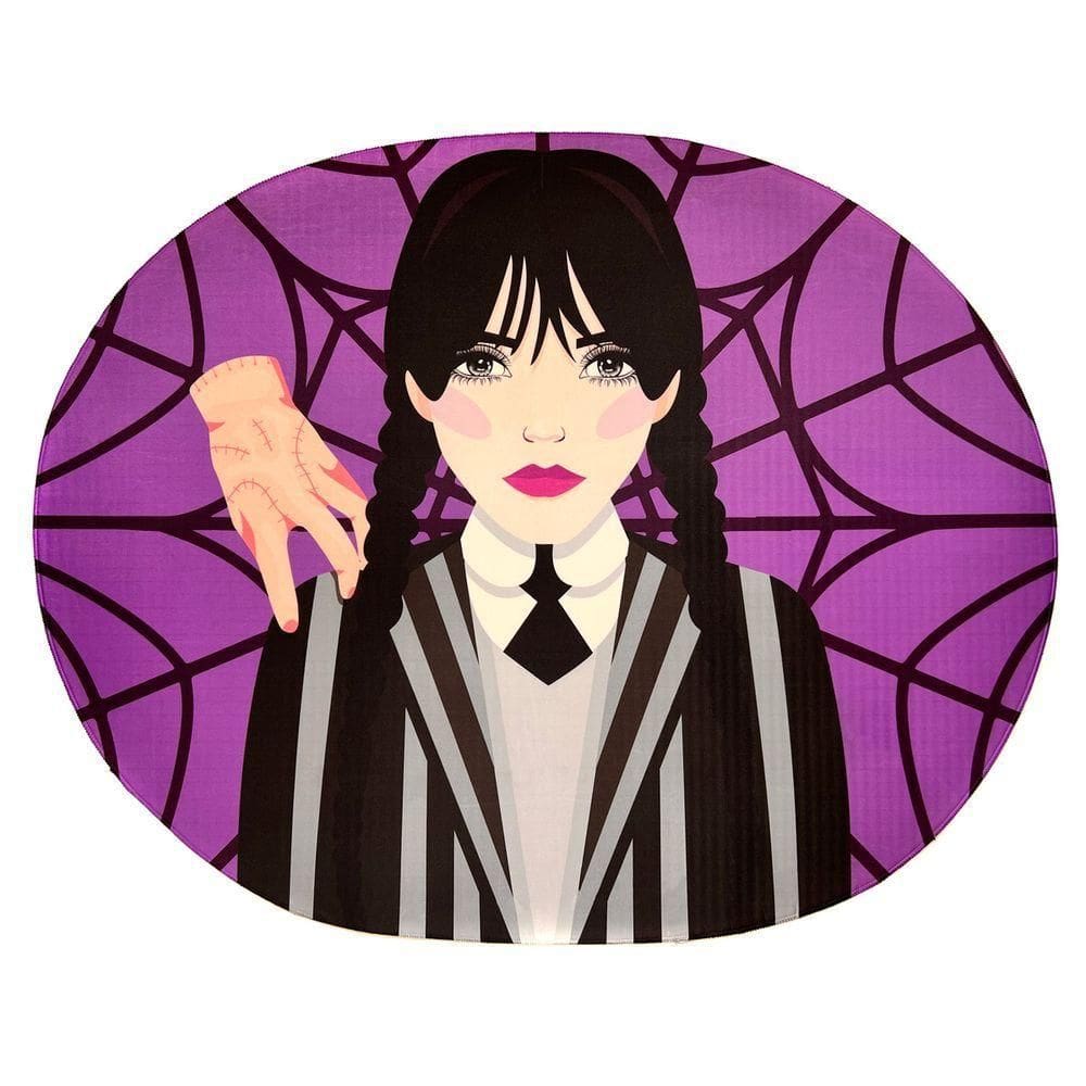 Tapete Para Quarto Estampado Oval Wandinha Roxo 80cm X 70cm - Base Antiderrapante