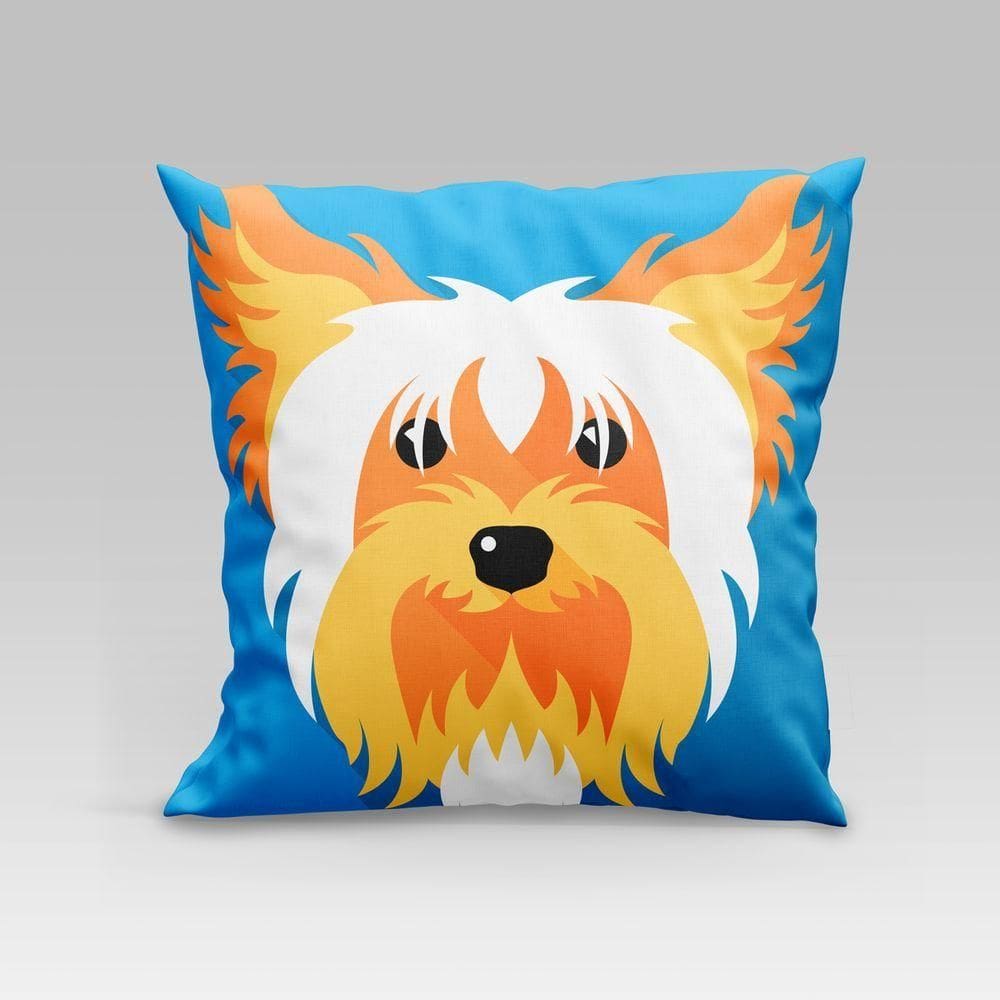 Capa De Almofada Estampada Pet Dog Em Veludo Suede 45cm X 45cm - Decoração Raças Cachorros Cor Yorkshire