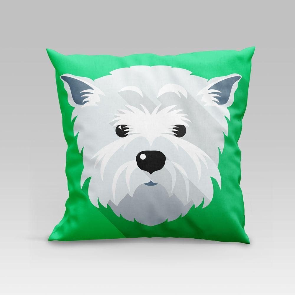 Capa De Almofada Estampada Pet Dog Em Veludo Suede 45cm X 45cm - Decoração Raças Cachorros Cor West Highland White