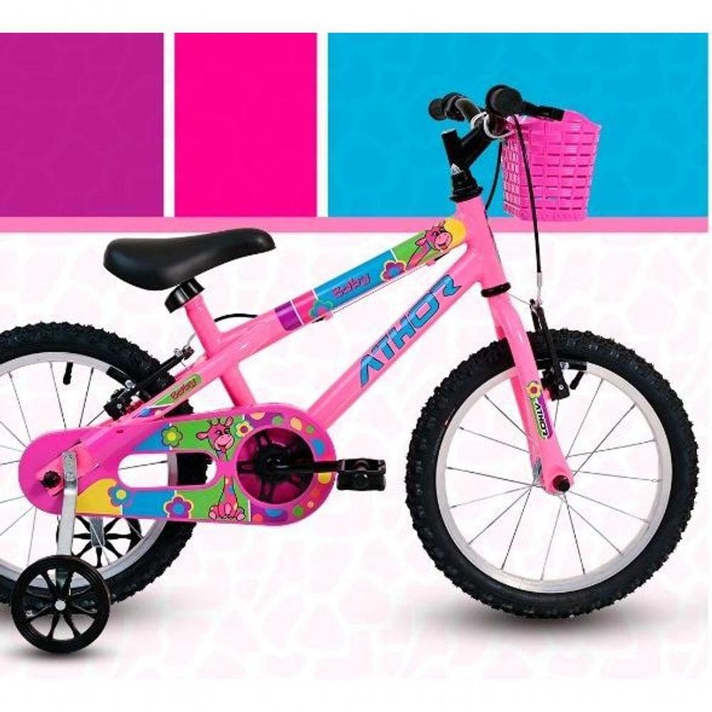 Bicicleta Baby Girl A16 Com Cestinha Athor Rosa