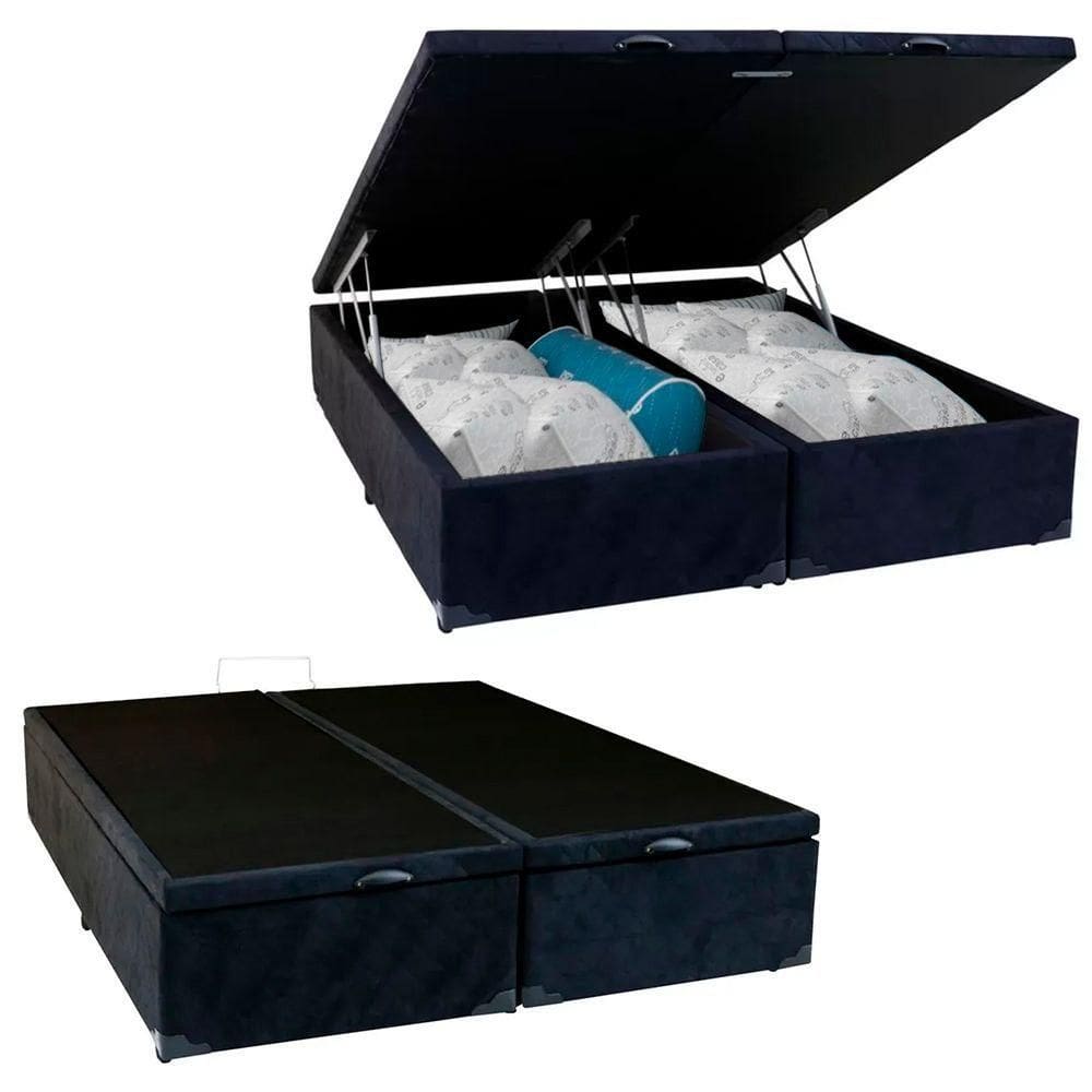 MP - Cama Box Bau Queen Bipartido Suede Cama