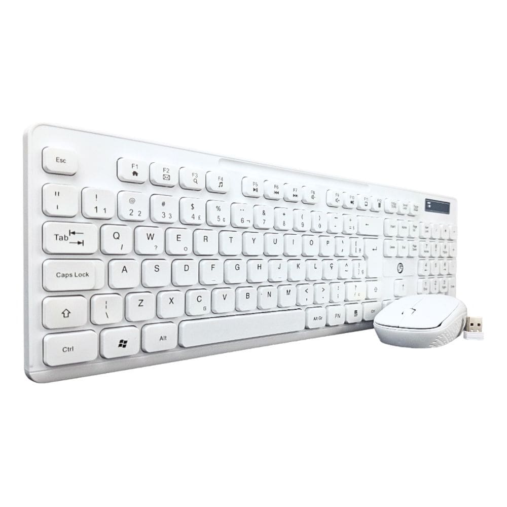 Kit De Teclado E Mouse S/fio Wireless Branco Abnt2