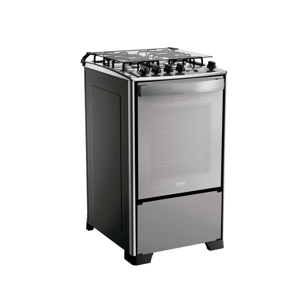 Fogão 4 Bocas a Gás Dako Magister com Acendimento Automático e Forno 60L Inox Espelhado Bivolt