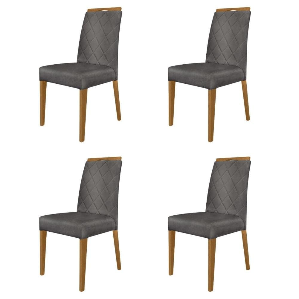 Kit 4 Cadeiras de Jantar Estofadas Madeira Maciça Multimóveis CR15020