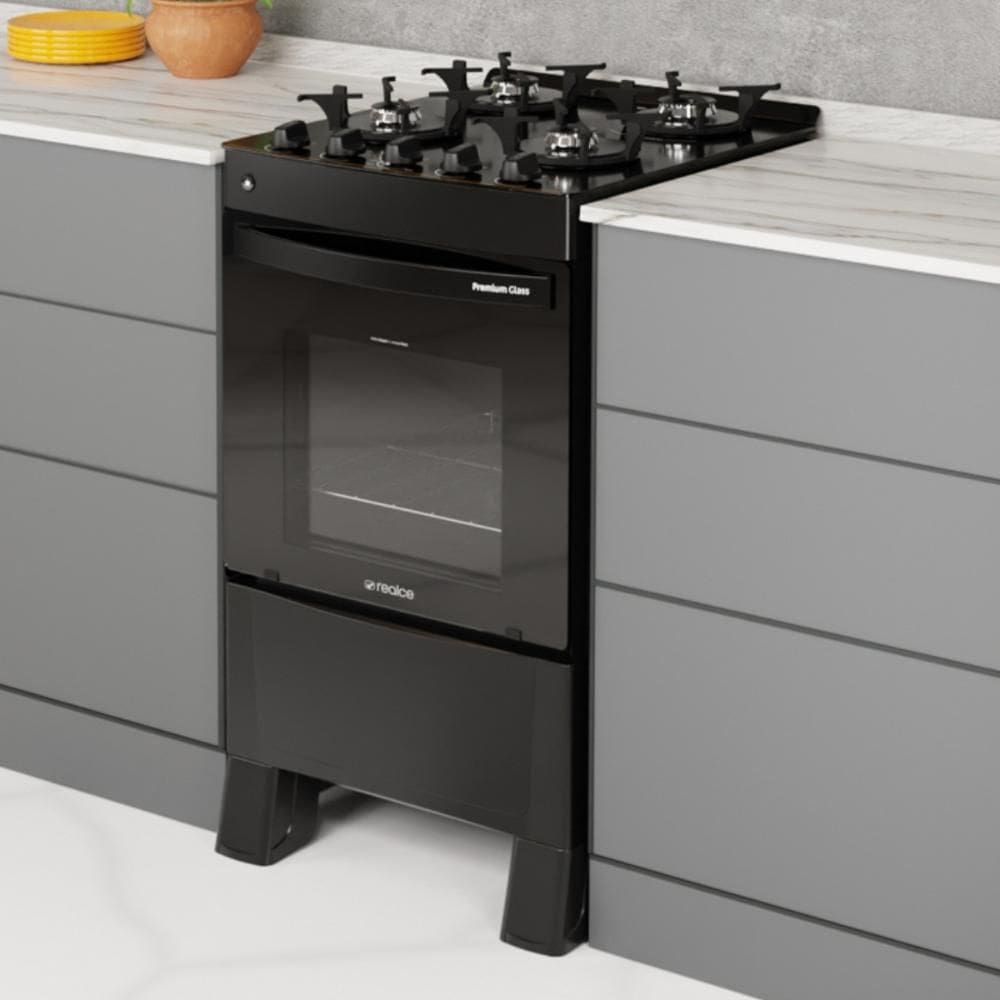 Fogão 4 Bocas a Gás Bivolt Premium Glass Realce CR228