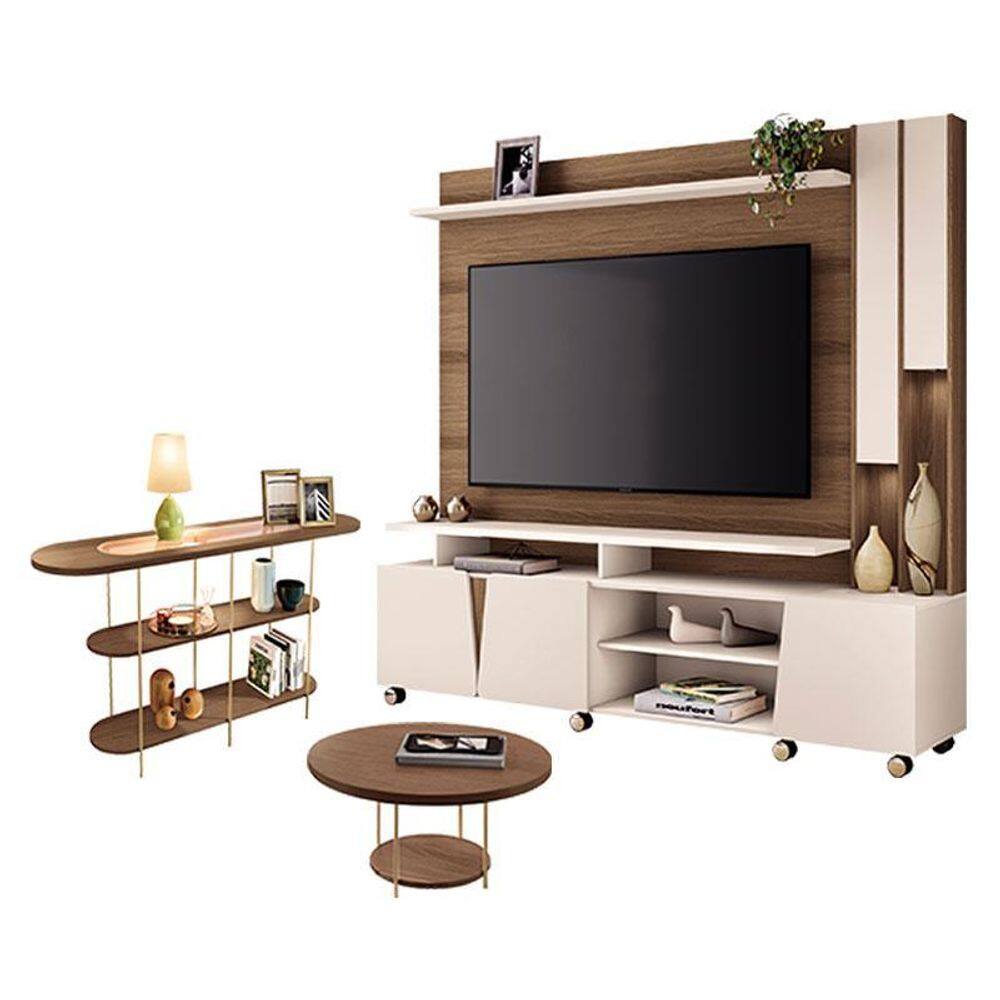 MP - Estante Home Theater Virtus Castanho Off